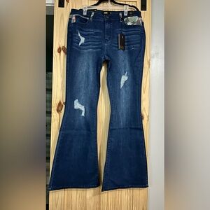 NWT lucky and blessed (L&B) brand distressed flares with cactus print
